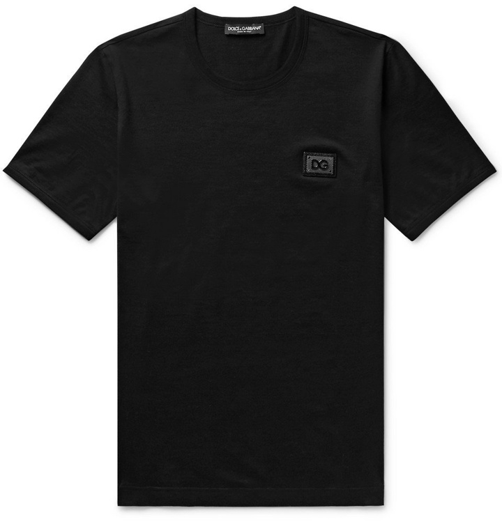 Photo: Dolce & Gabbana - Logo-Appliquéd Cotton-Jersey T-Shirt - Men - Black
