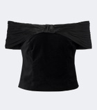 Rixo Chime off-shoulder cotton velvet top