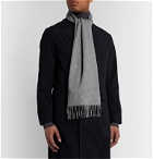 Mulberry - Fringed Logo-Embroidered Mélange Lambswool Scarf - Gray