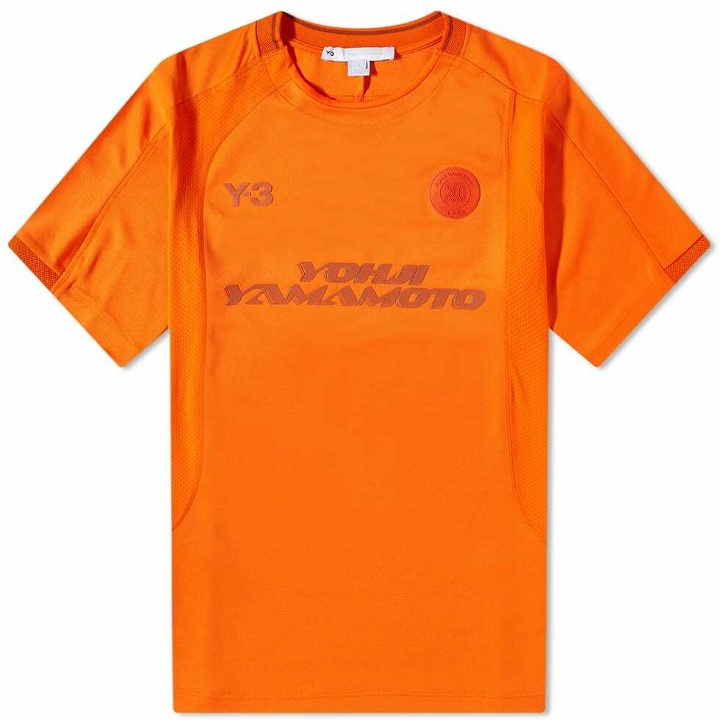 Photo: Y-3 Men's Football Logo T-Shirt in Orange