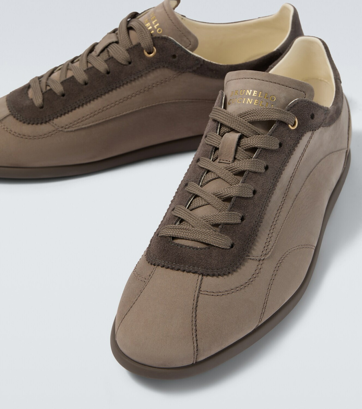 Brunello Cucinelli Suede-trimmed leather sneakers