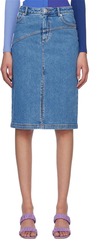 Photo: Staud Blue Hudson Denim Midi Skirt