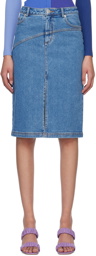 Staud Blue Hudson Denim Midi Skirt