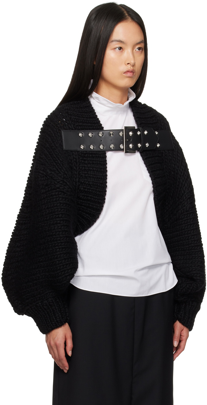 Junya Watanabe Black Wool Roving Hand Knitting Cardigan