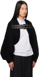 Junya Watanabe Black Wool Roving Hand Knitting Cardigan