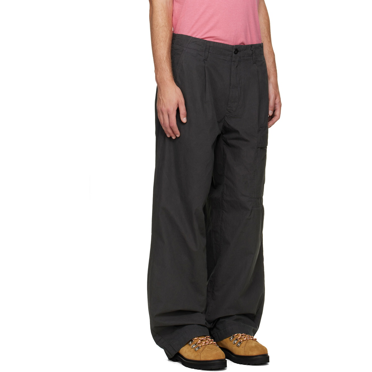 C.P. Company Gray Micro-Reps Boxy Pleats Cargo Pants