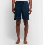 Cleverly Laundry - Piped Garment-Dyed Washed-Cotton Pyjama Shorts - Blue