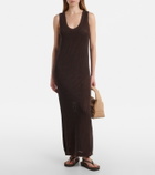 Brunello Cucinelli Open-knit cotton-blend maxi dress