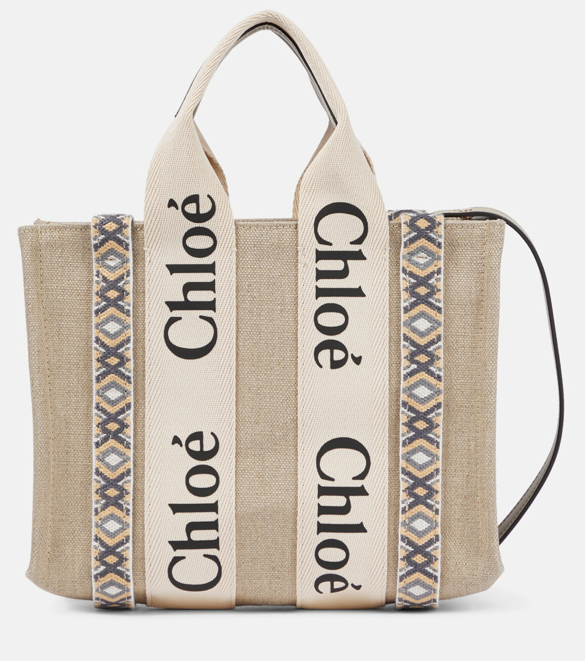 Chloe - Woody Small embroidered canvas tote Chloe