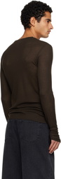 TONYWACK Brown Sheer Wool Ribbed Knit T-shirt