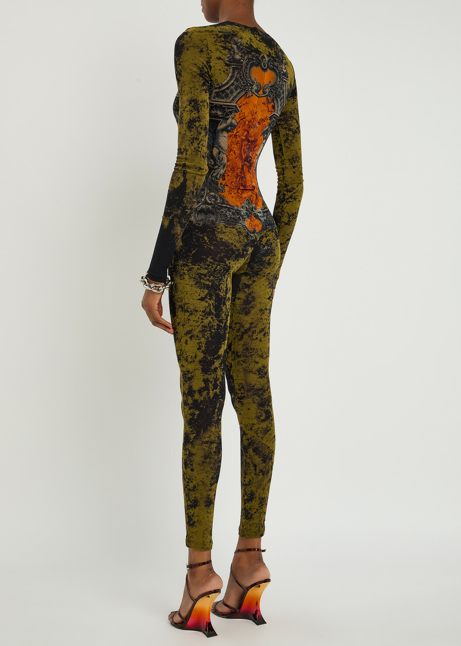 Jean Paul Gaultier Printed Mesh Catsuit Multicoloured