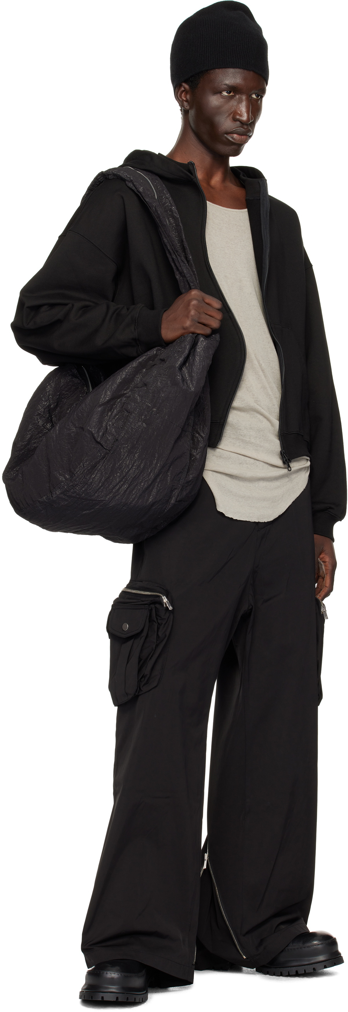 FFFPOSTALSERVICE Black Curved Zip-Up Hoodie FFFPOSTALSERVICE