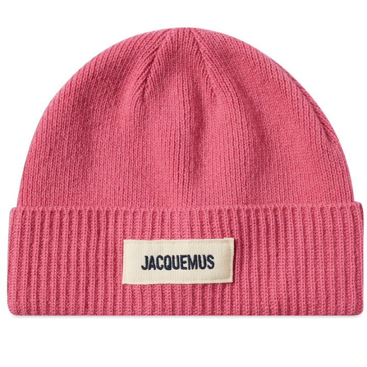 Photo: Jacquemus Men's Patch Logo Beanie in Multi Pink