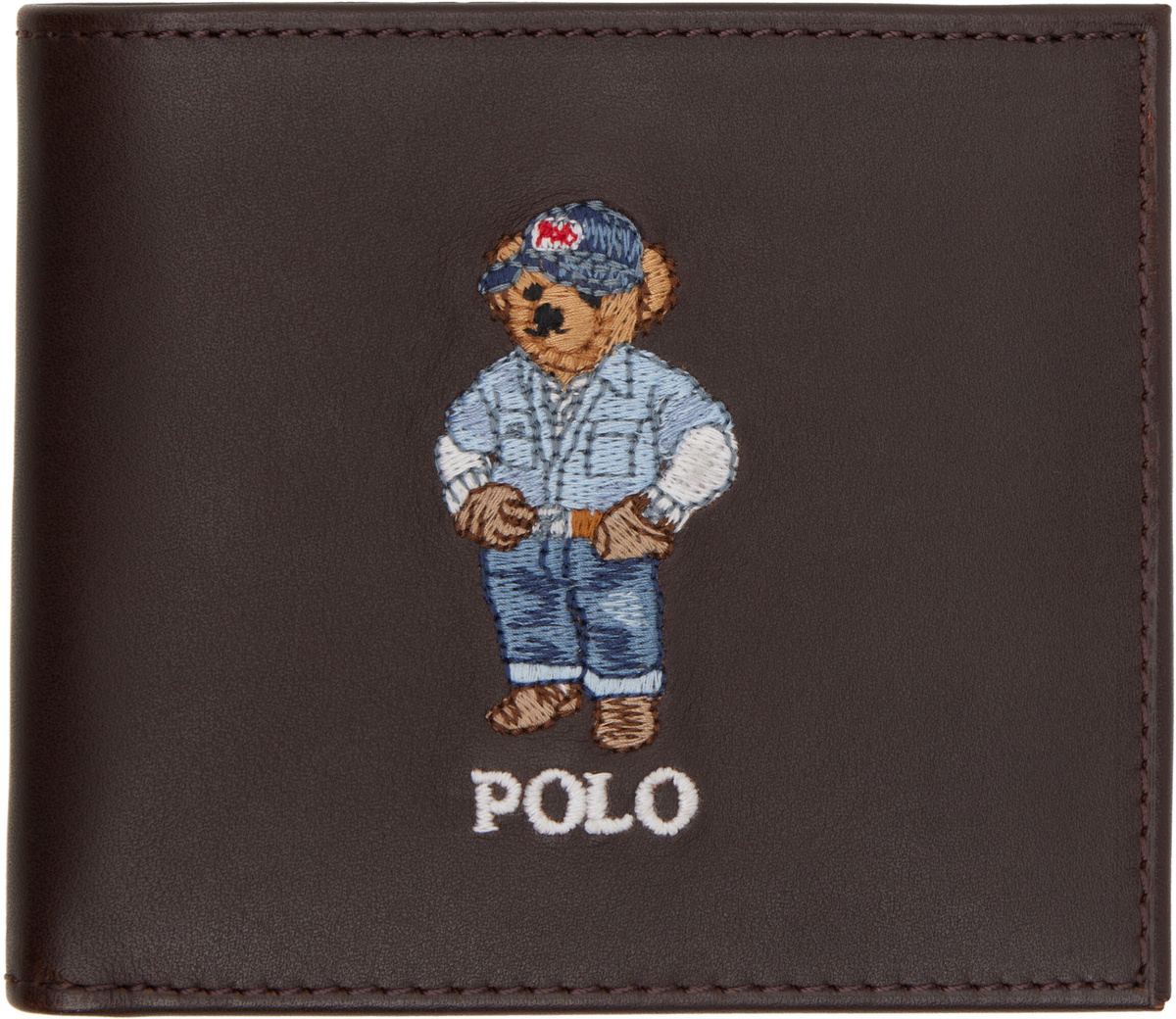 Polo Ralph Lauren Brown Polo Bear Leather Billfold Wallet