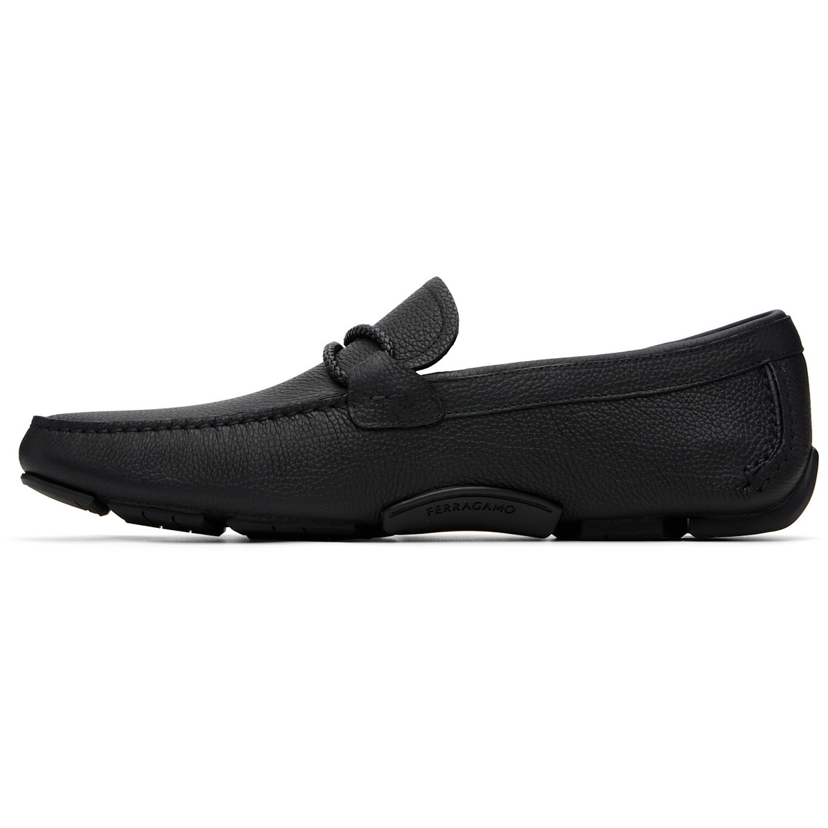 Ferragamo Black Gancini Driver Ornament Loafers