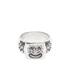 Maple Men's Smiley Signet Ring in Silver