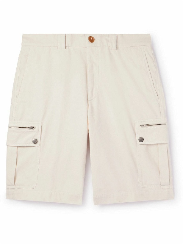 Photo: Brunello Cucinelli - Straight-Leg Cotton-Twill Cargo Shorts - White