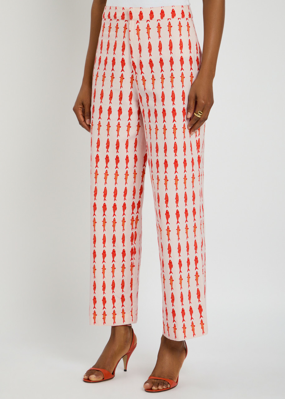 Never Fully Dressed Marina Marra Printed Cotton Trousers White