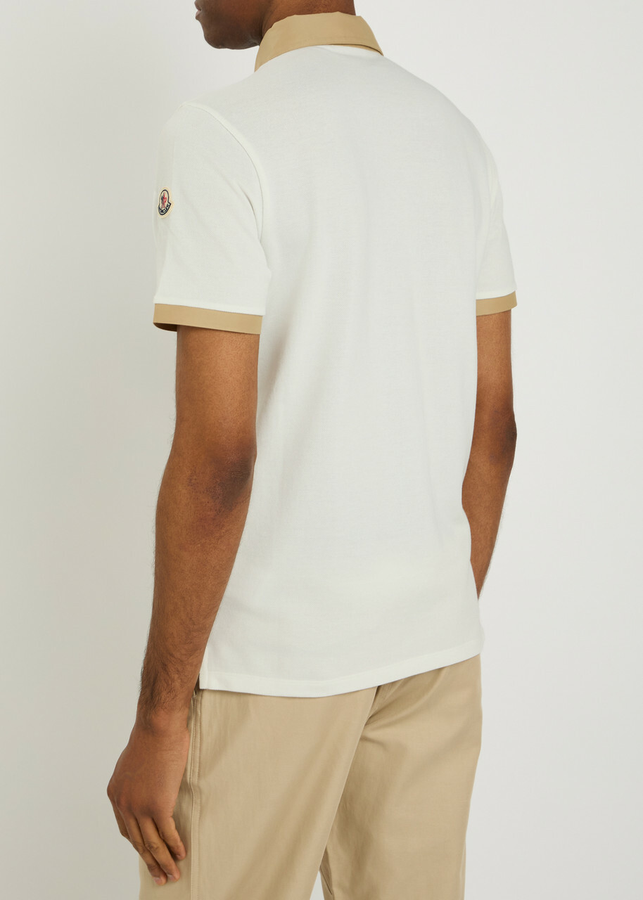 Moncler Contrasting-trim Piqué Cotton Polo Shirt White