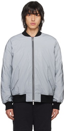 Izzue Gray Reflective Down Bomber Jacket