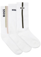 Boss Logo-intarsia Cotton-blend Socks set of Three White