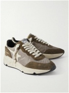Golden Goose - Running Sole Leather-Trimmed Mesh and Suede Sneakers - Gray