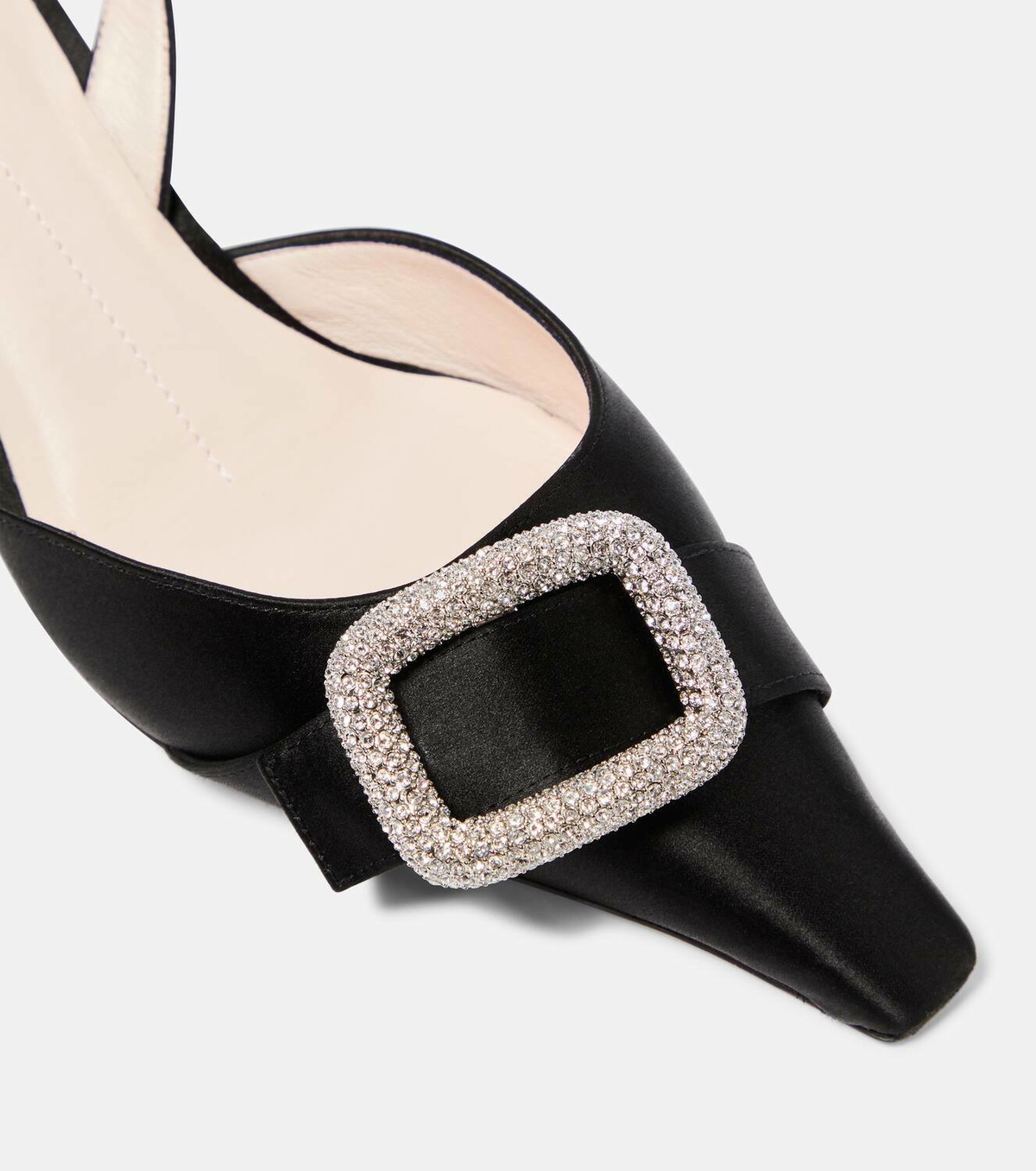 Roger Vivier Dorsay embellished satin slingback pumps Roger