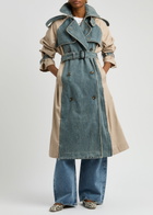 3.1 Phillip Lim Panelled Denim and Cotton Trench Coat Indigo