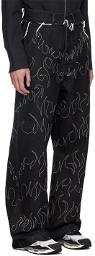 AIREI Black Embroidered Jeans
