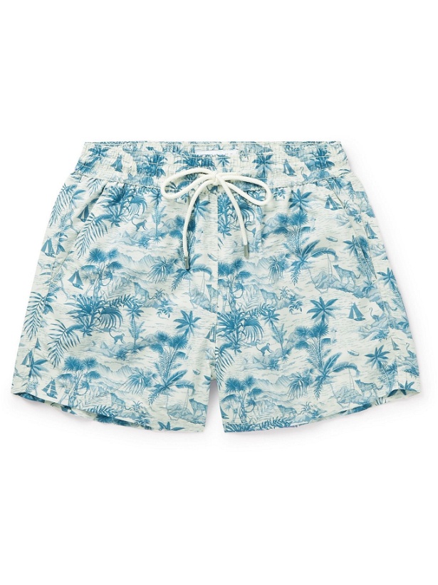 Photo: Atalaye - Carsyl Mid-Length Printed Recycled Swim Shorts - Blue