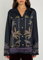 Forte_forte Printed Satin Shirt Navy