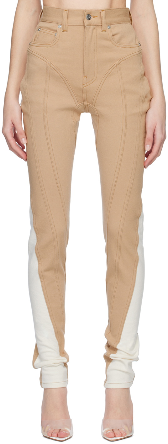 Mugler SSENSE Exclusive Beige & White Spiral Jeans Mugler