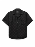 Enfants Riches Déprimés - Camp-Collar Checked Wool and Silk-Blend Jacquard Shirt - Black