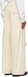 NULLUS White Intertwined Belt Tailored Carved Denim Trousers