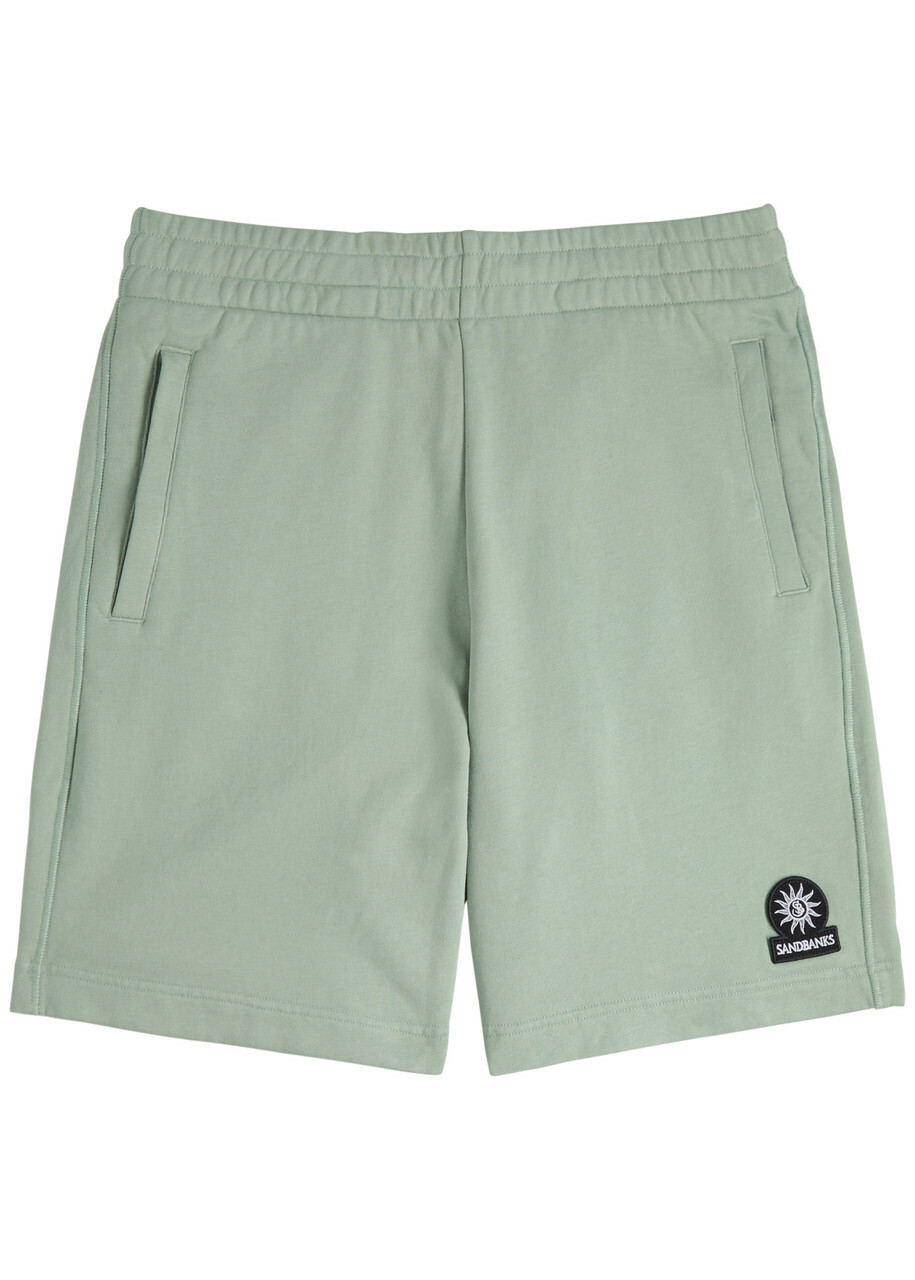 Sandbanks Badge Logo Cotton Shorts Sage