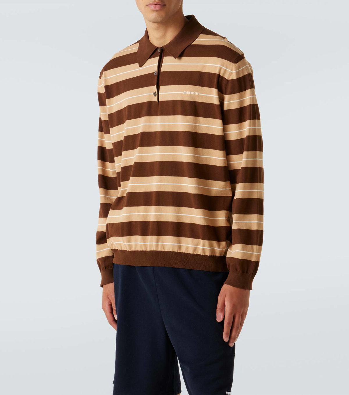 Miu Miu Knitted striped cotton polo sweater