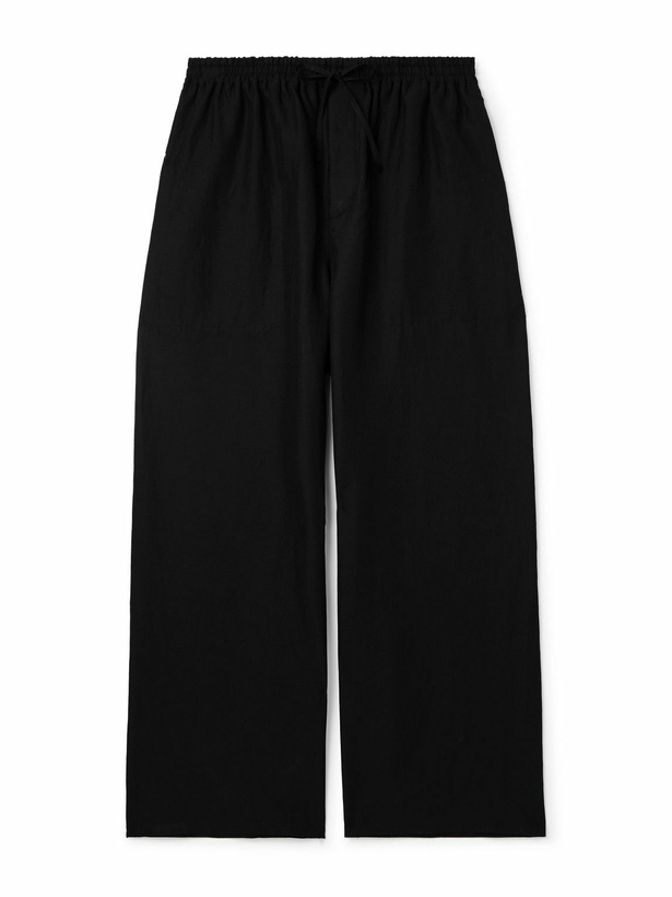 Photo: LOEWE - Paula's Ibiza Wide-Leg Cropped Woven Drawstring Trousers - Black