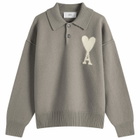AMI Paris Men's Off White ADC Polo in Ash/Off White