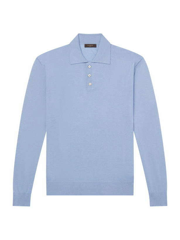 Photo: Slowear - Slim-Fit Cashmere and Silk-Blend Polo Shirt - Blue