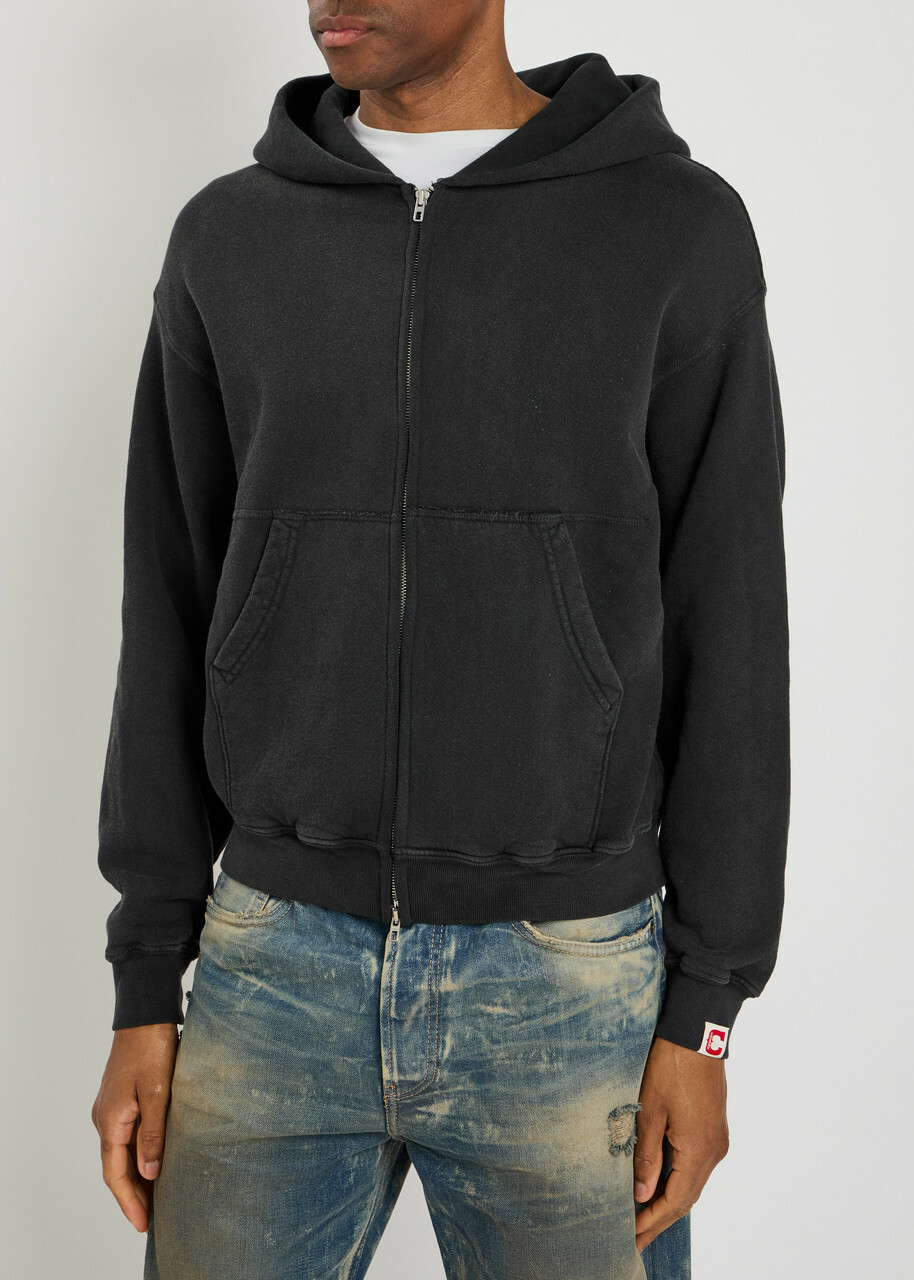 Cherry Los Angeles Zip-up Cotton Sweatshirt Black