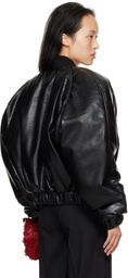 LU'U DAN Black Riot Faux-Leather Bomber Jacket