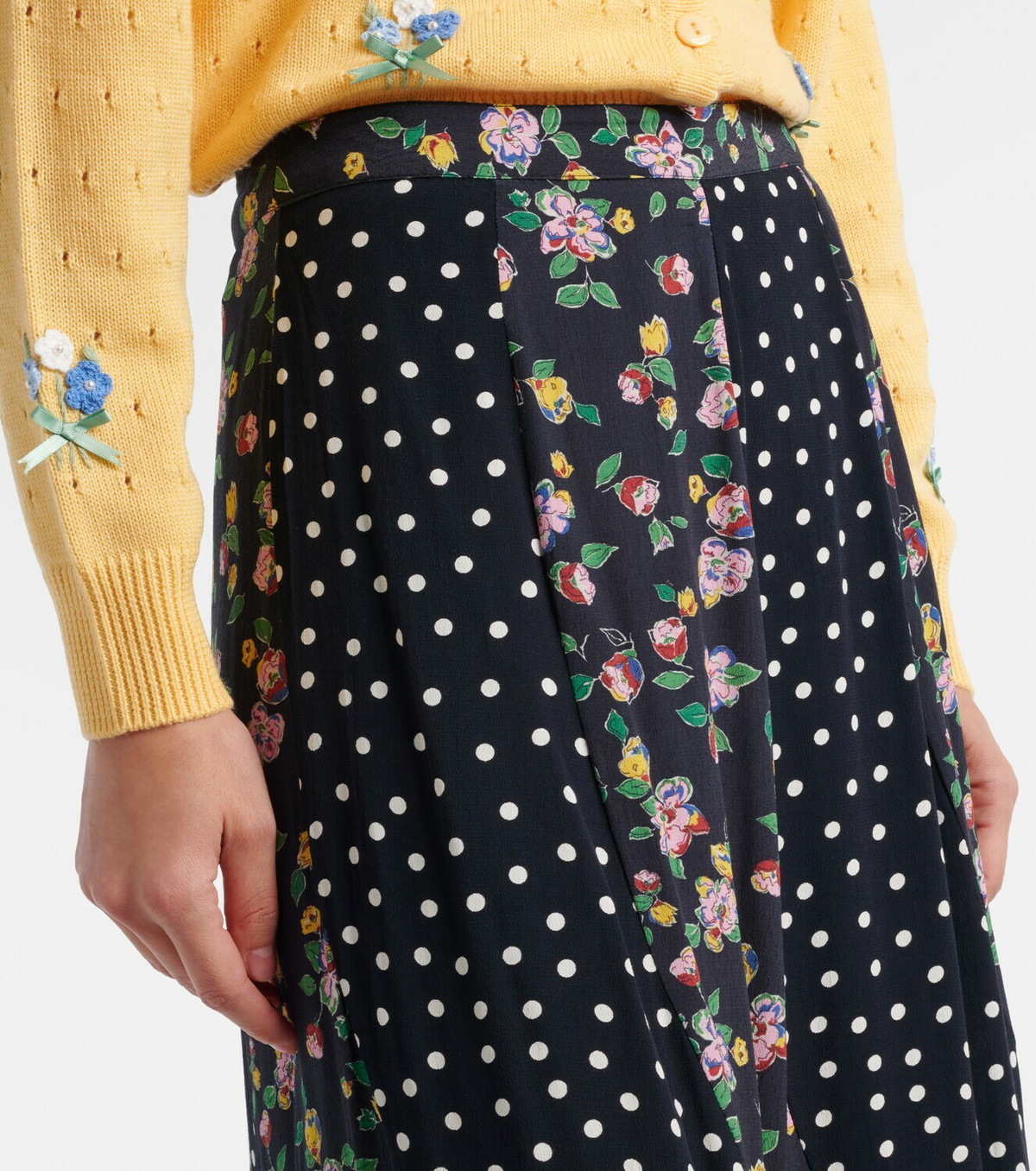 Rixo Gracella paneled midi skirt