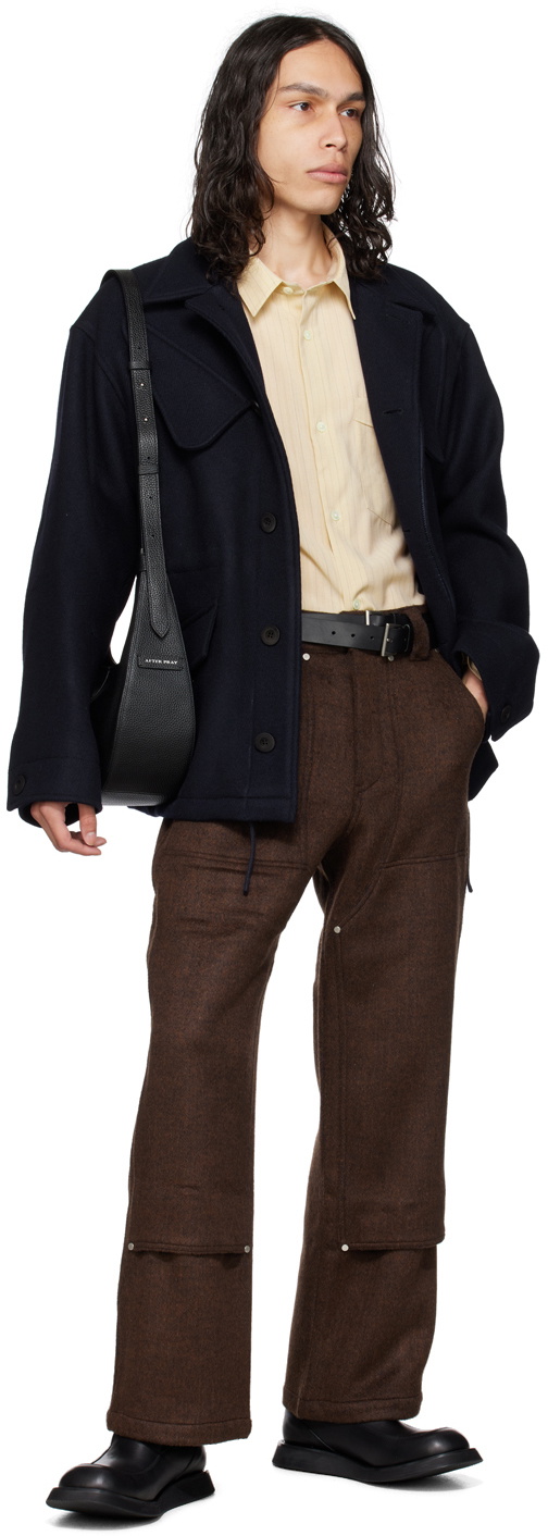 AFTER PRAY Brown Paneled Trousers