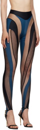 Mugler Black & Navy Spiral Leggings