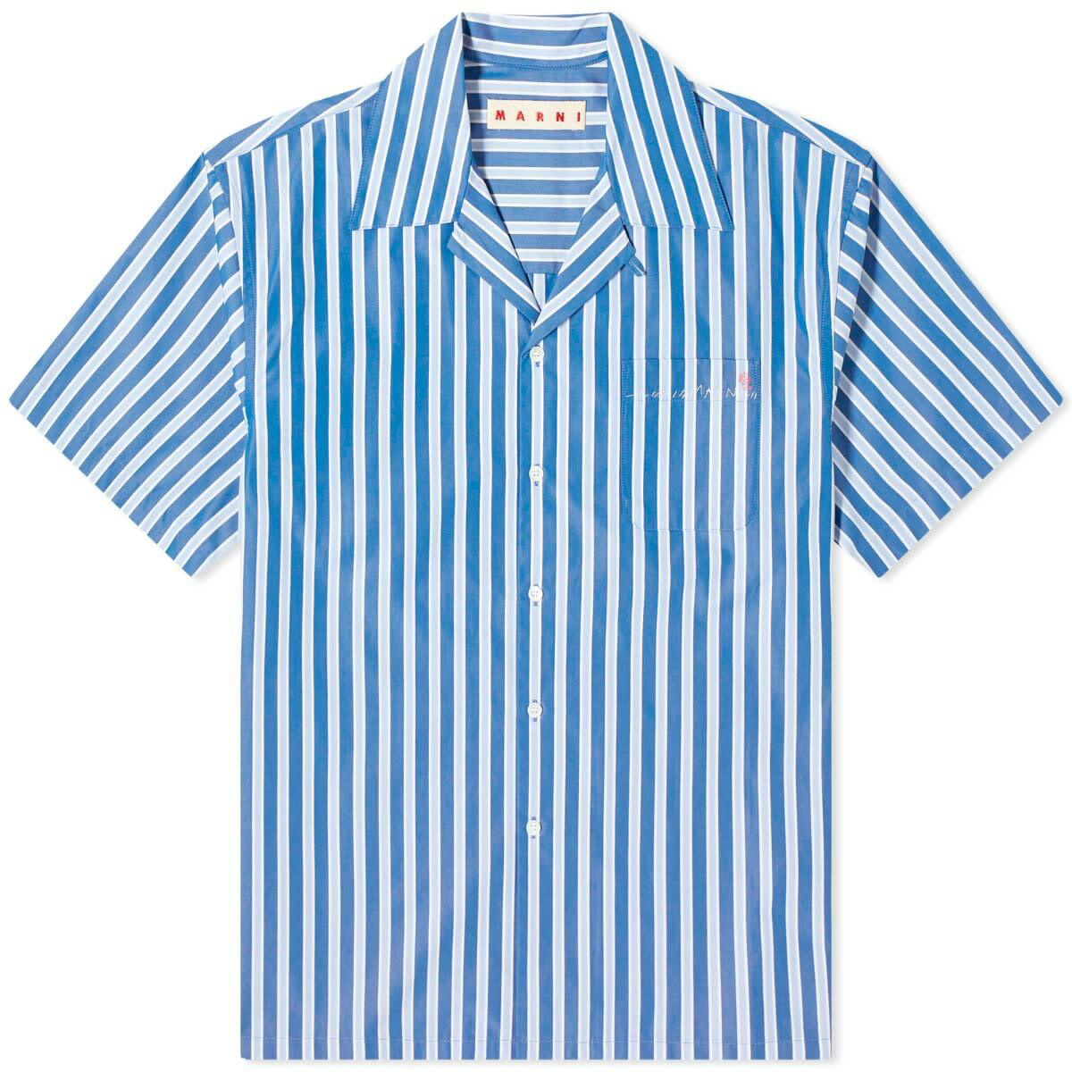 【MARNI】Striped Shirt Opal Marni Men's Stripe Vacation Shirt in Opal Marni