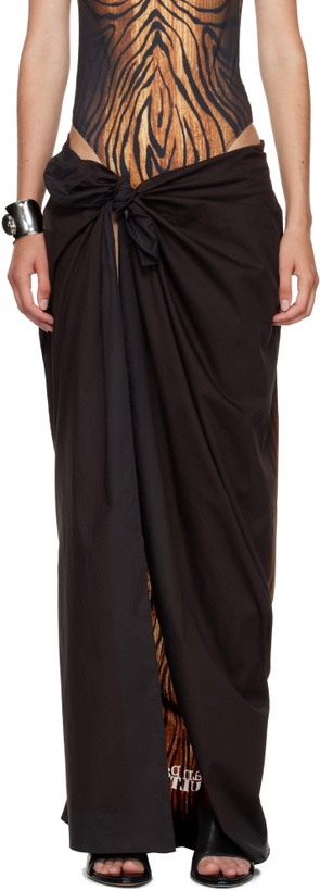 Photo: Jean Paul Gaultier Brown Pareo Printed Wood Cover-up Skirt