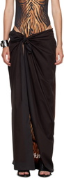 Jean Paul Gaultier Brown Pareo Printed Wood Cover-up Skirt