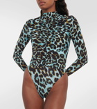 Alex Perry Ruched leopard-print jersey bodysuit