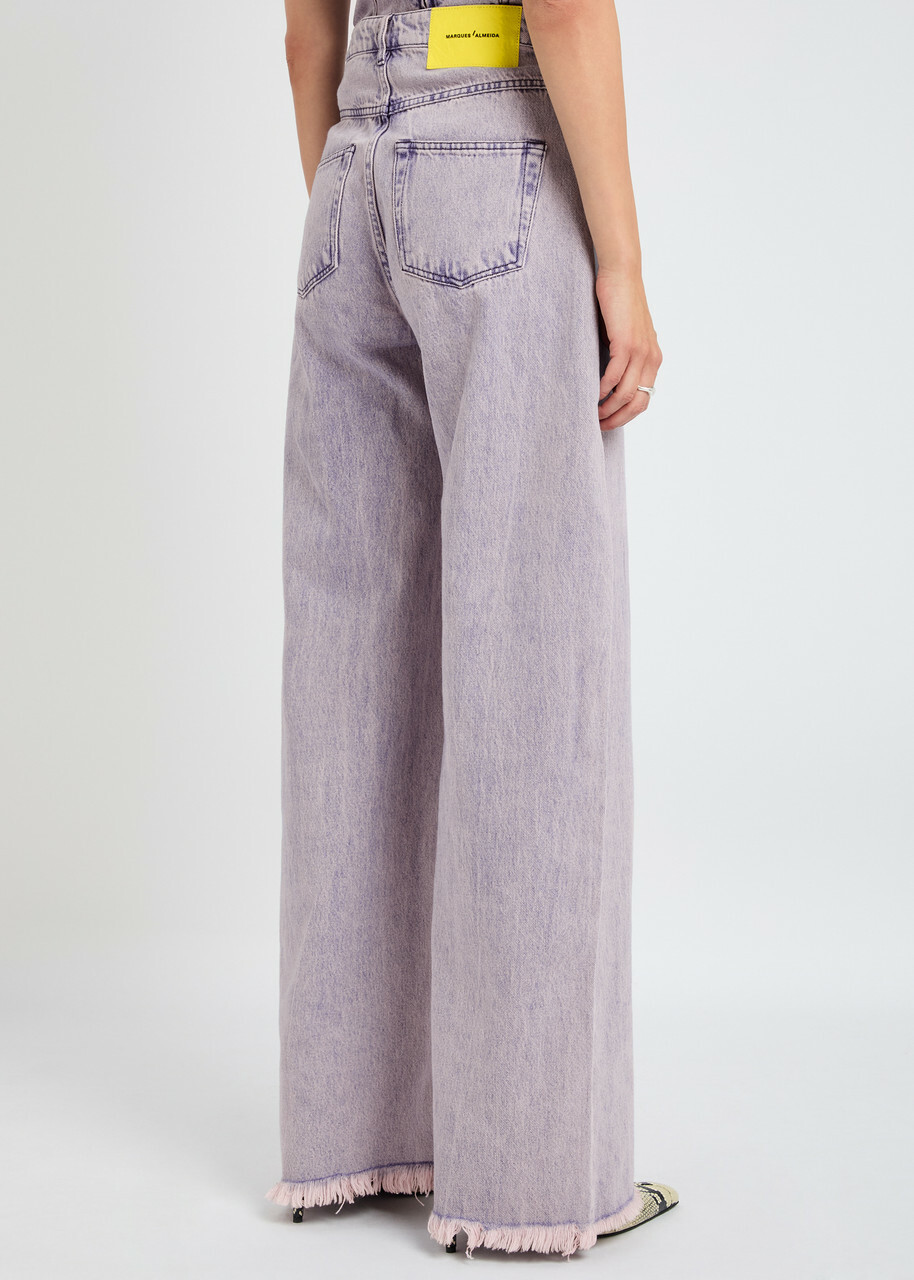 Marques' Almeida Fray-trimmed Wide-leg Jeans Lilac
