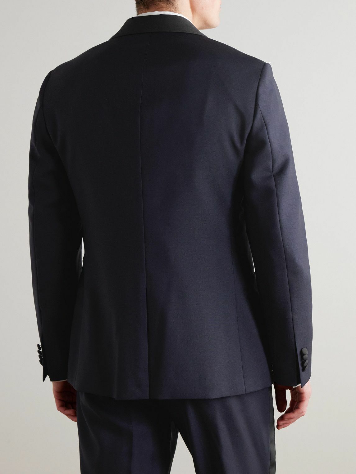 Mr P. - Shawl-Collar Satin-Trimmed Virgin Wool and Mohair-Blend Tuxedo Jacket - Blue